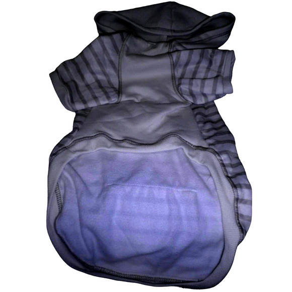 2 x Lightweight Fleece Dog Hoodie Outfit - Striped Off-White & Gray - Medium - Picture 5 of 9
